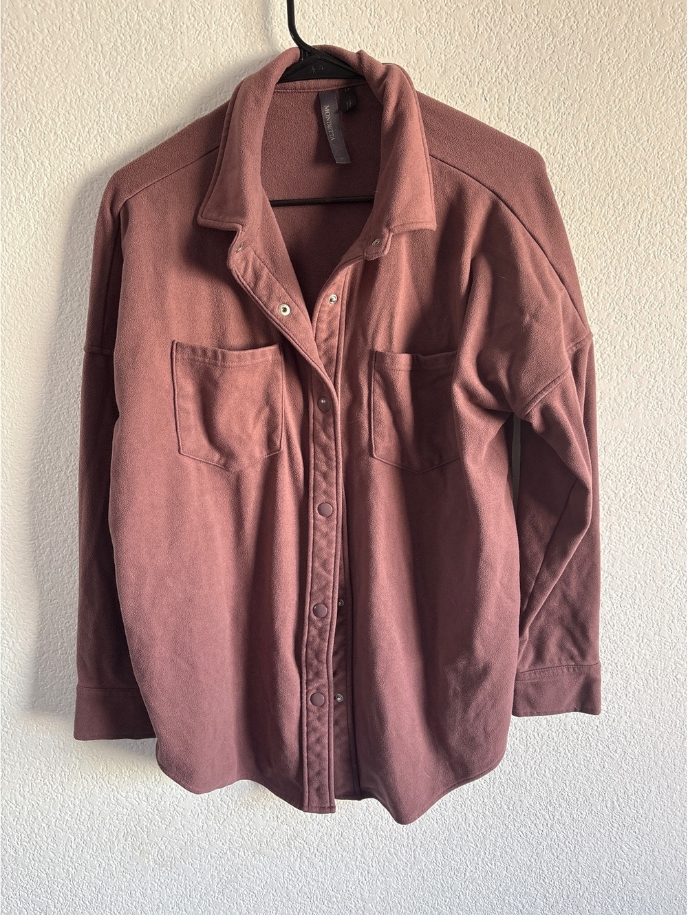 Mondetta Women's Medium Mauve Button-Up Fleece Jacket with Chest Pockets